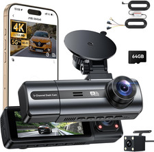 4K Dashcam Auto Vorne Hinten mit Hardwire Kit WiFi Dash Cam mit Parküberwachung 