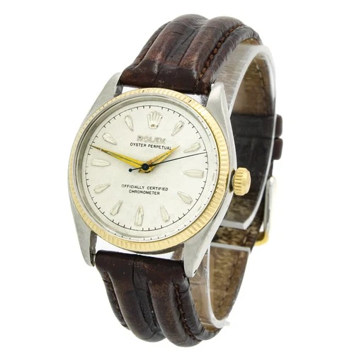 Men's Rolex Oyster Perpetual Two-Tone 34mm Watch Ref. 6567 White Dial #W228115-1