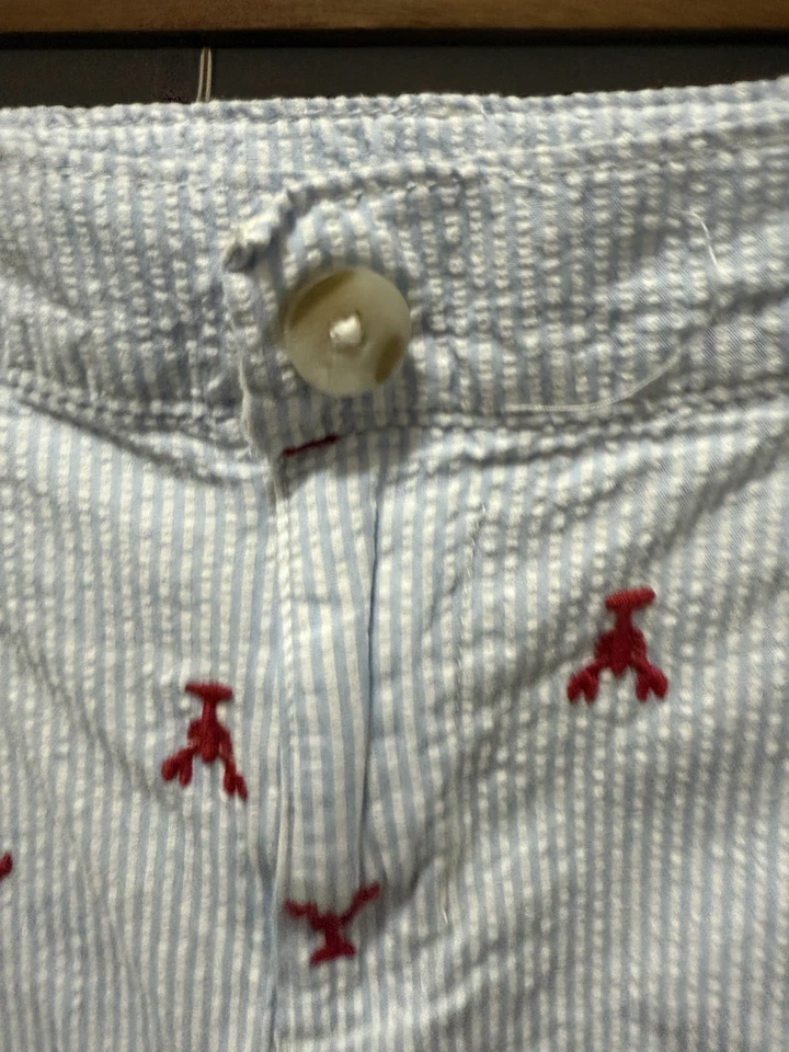 Pantalones Cortos Gymboree Niños Azul Seersucker Langosta Bordados - Talla 12 Foto 4 de 4