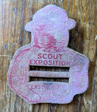 RARE 1950s Scout Exposition Boy Scouts Leather Tie Cinch Smokey Bear