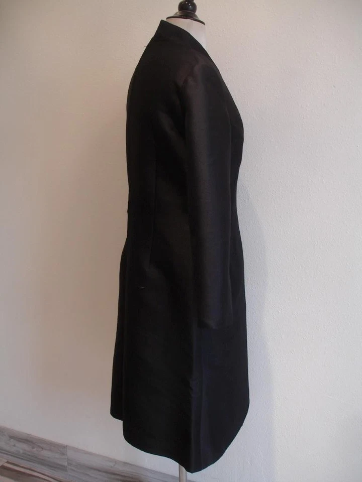 Women's L XL 16 Vtg 1960's Black Evening Bow Dress Long Taffeta Art Deco Formal - Image 3 of 4