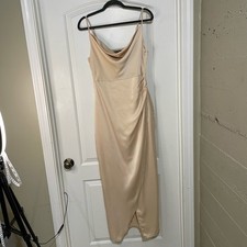 NWT Nasty Gal Champagne Cowl Play Satin Midi Dress Size 8 FLAWED