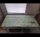 Primitive Farm Table Desk Old  Green Paint  — photo 4