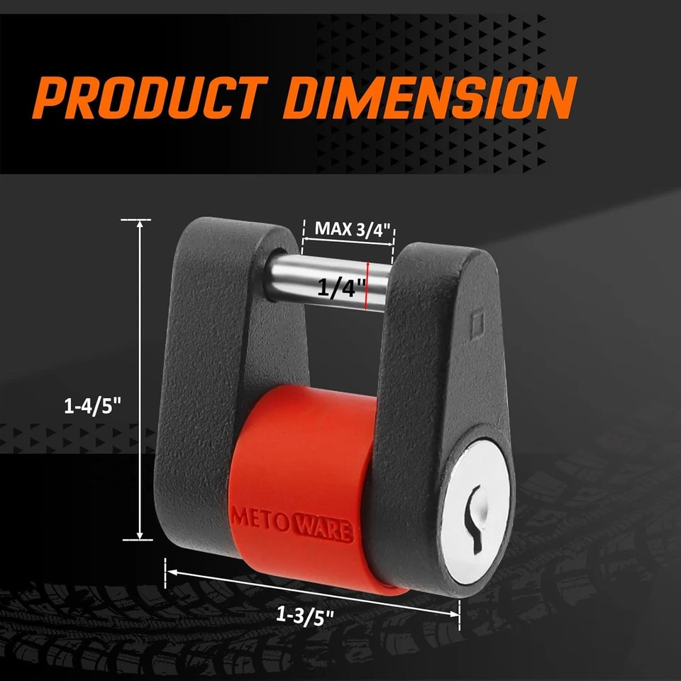 Cerradura de acoplador de remolque con llave similar, 1/4” de diámetro, 3/4” envergadura de acero de alta resistencia paquete de 4 Foto 3 de 4