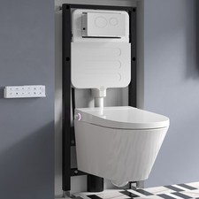 HOROW Wall-Hung Smart Bidet Toilet,Auto Open/Close Lid,Built in Concealed Tank