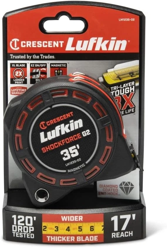 Lufkin Genuine OEM 1-1/4" x 35' Shockforce G2 Magnetic Tape Measure - LM1235-02 - Image 2 of 4
