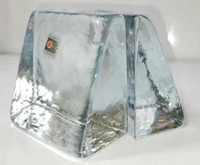 VINTAGE BLENKO HANDMADE ART GLASS BOOKENDS HEAVY