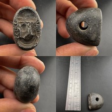 Ancient Roman king's engrave seal Stamp  Black Stone Central Asian Relic