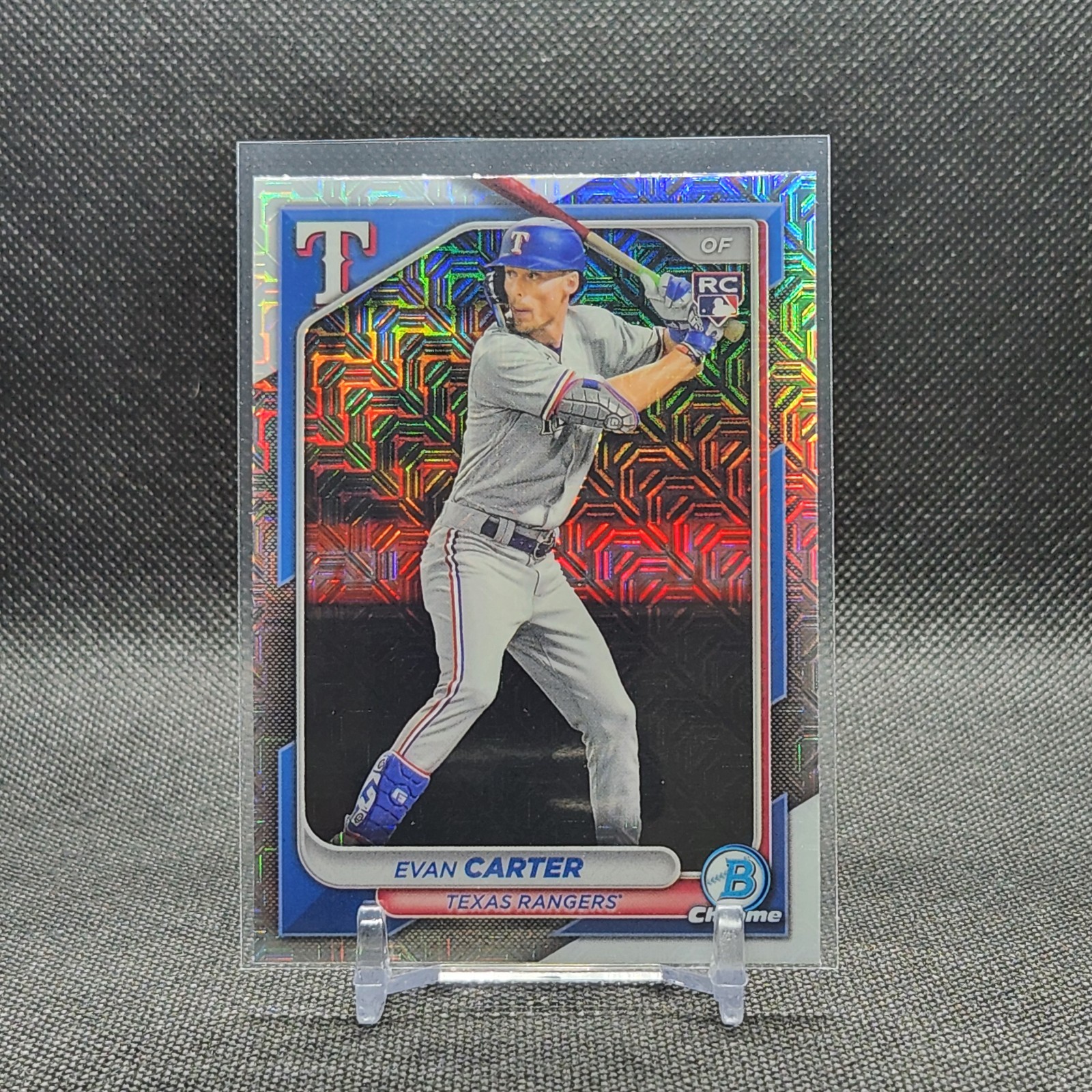 2024 Bowman Chrome Evan Carter #65 Mojo Refractor RC Rangers 