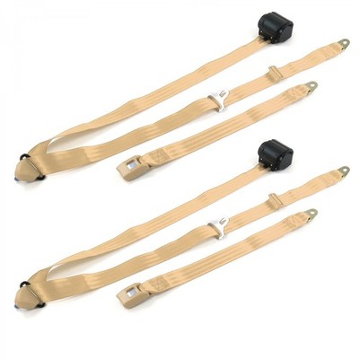  1957 - 1958 Standard 3pt Tan Retract Bucket Seat Belt Kit-2 Belts