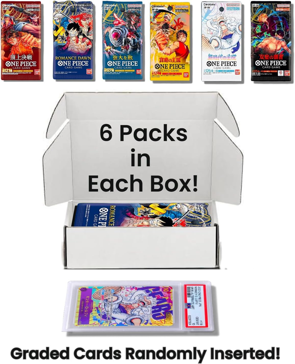 One Piece Card Collection Box - 6 Sealed Packs + Mystery Graded Card! | eBay