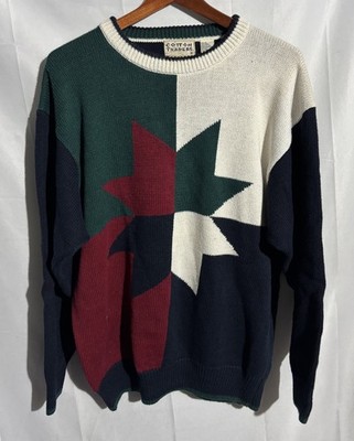 Vtg 1990's Cotton Traders Sz XL Color Snowflake Christmas Knit Mens Sweater