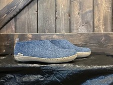 Glerups Shoe Navy Slipper with Leather bottom EU Size 39