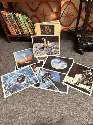 Vintage 1969 We Came In Peace Book Gulf NASA Apollo With 7 NASA Prints