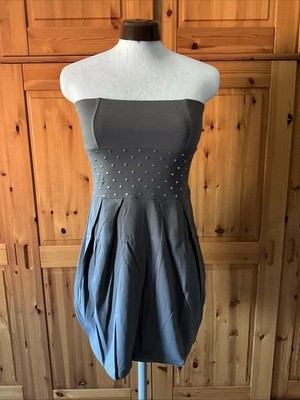 N. Everyday Fashion Top Schulterfrei Grau silberne Steine S/M NEU!