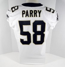 2017 New Orleans Saints David Parry #58 Game Issued White Jersey NOS0148