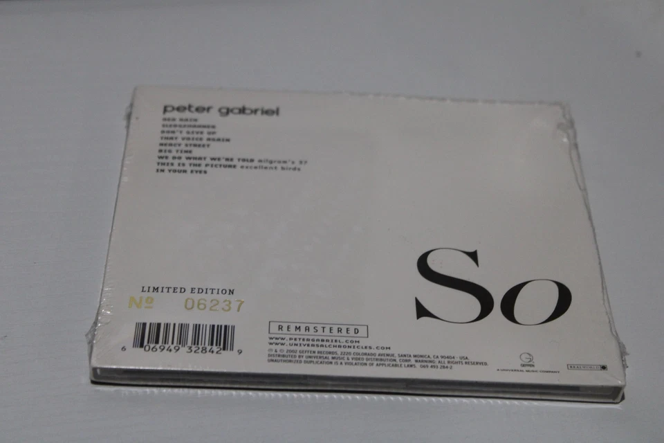 Peter Gabriel - So CD 2002 Geffen Remaster Limited Numbered Genesis NEW 06237 - Image 2 of 2