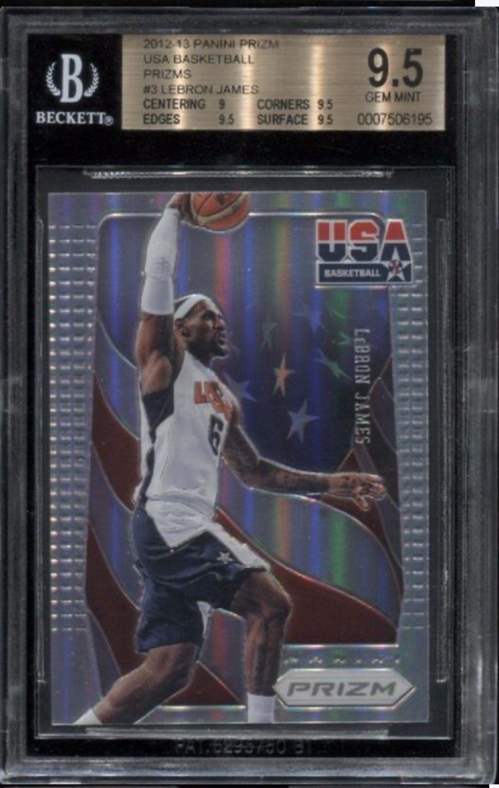 2012-13 Panini Prizm USA #3 Lebron James  Silver Prizms BGS 9.5 Gem Mint