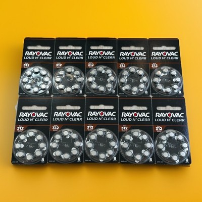 RAYOVAC Loud N  Clear Size 312 Hearing Aid Batteries, Box of 80, Exp Oct 2027