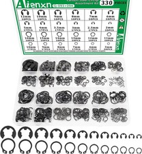 330PCS Snap Rings Assortment Kit, E Clips Assortment Kit 2MM-12MM and C Clips