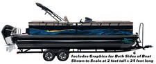 Blue Black Gold Marble Waves Graphic Wrap Kit Decal Fishing Boat Vinyl Pontoon