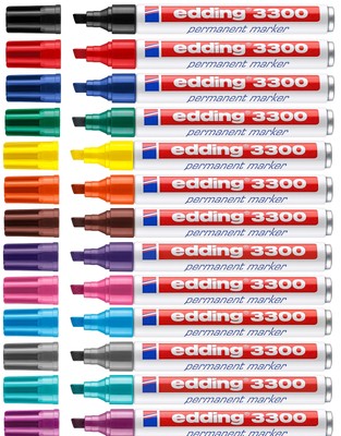 Edding 3300 Permanentmarker Marker mit Keilspitze 1-5mm Nachfüllbar Farbe wählen