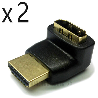 2 Pack Lot - 270/90 Degree Right Angle HDMI Male to Female Adapter Extender 4K
