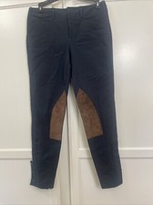 Ralph Lauren Sport Pants Womens 8 Navy Jodhpurs Equestrian Riding Suede Patches