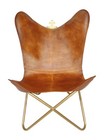 Leather Butterfly Chair Relaxing Accent With Stand New Vintage Armless Room