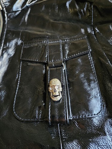 Warhol Factory x Levis x Damien Hirst teschio cristallo 100% pelle motociclista; Taglia = M - Foto 5 di 17