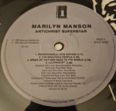 MARILYN MANSON VINYL LASER CUT RECORD ART ANTICHRIST SUPERSTAR