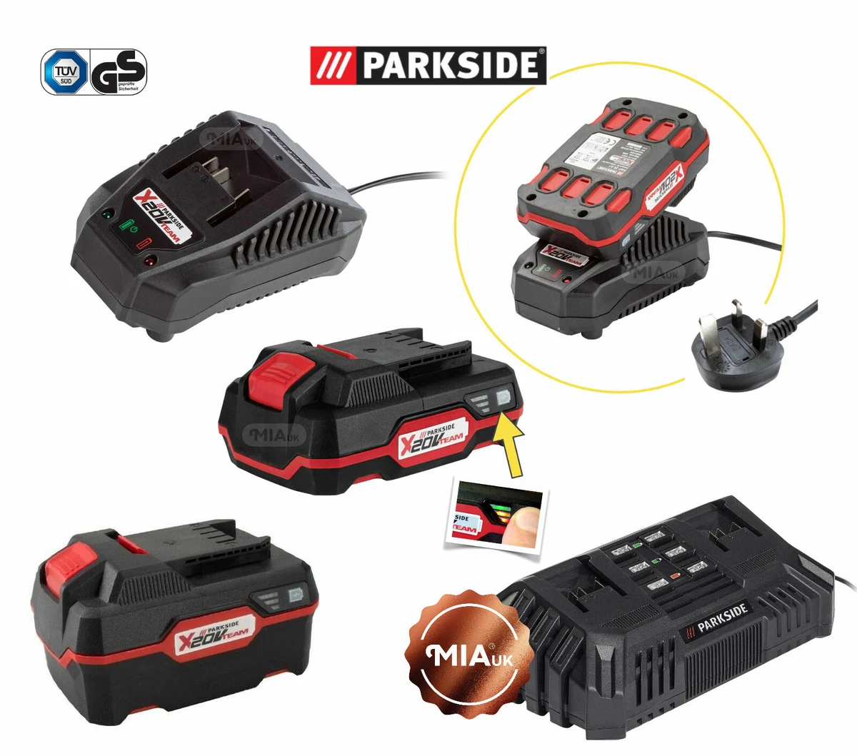 Parkside 20v 2AH / 4AH Li-Ion Battery - Single / Double Fast Charger *X20v  Team*