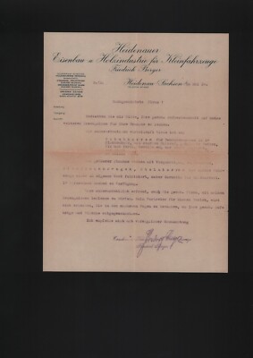 HEIDENAU, Brief 1924, Friedrich Berger Eisenbau und Holzindustrie für Kfz