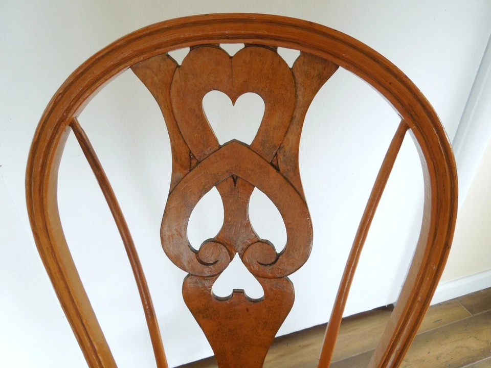 Antigua silla vintage de madera de roble rojo años 40 acabada Foto 2 de 4