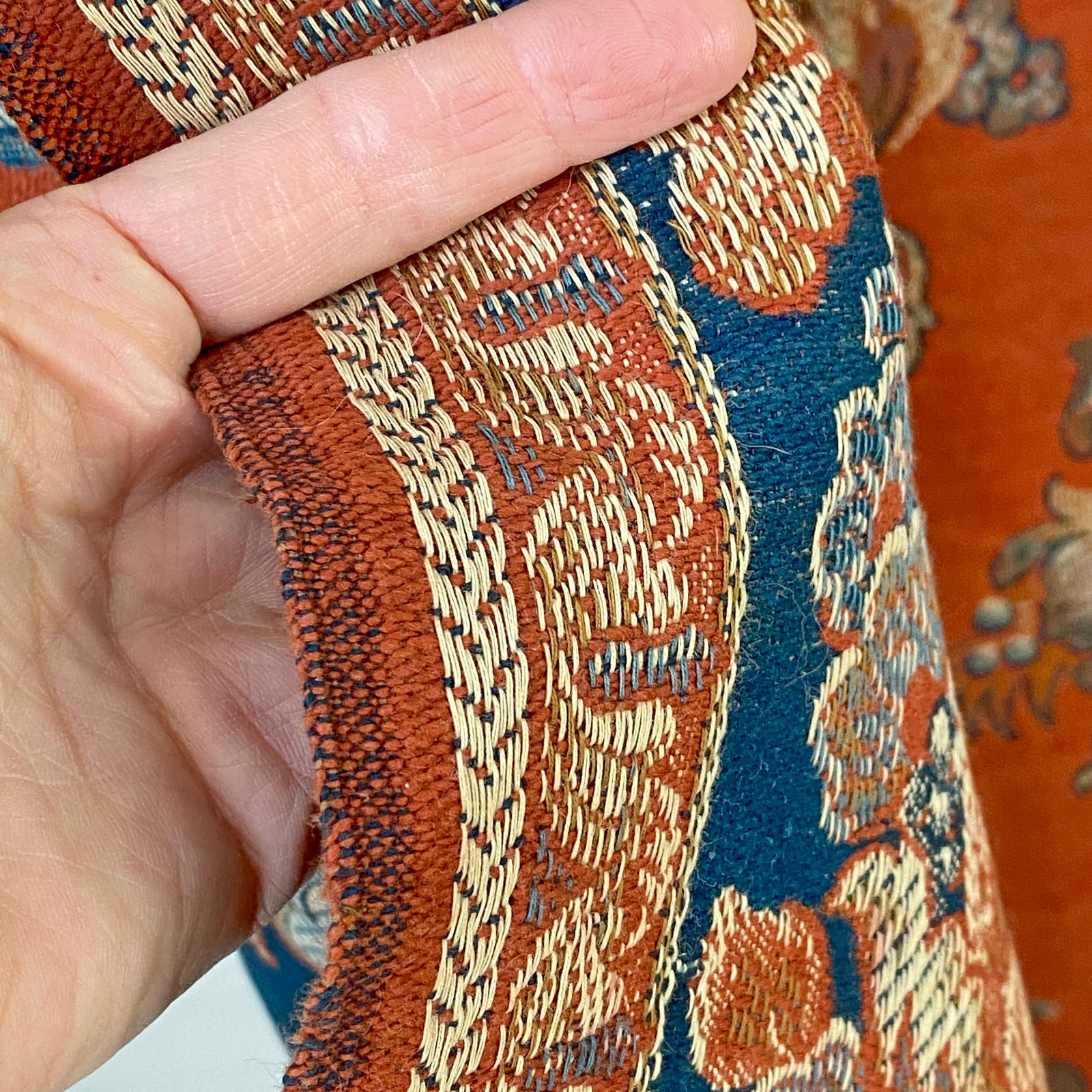 Antique French tapestry door curtain drape HEAVY jacquard weave c 1900