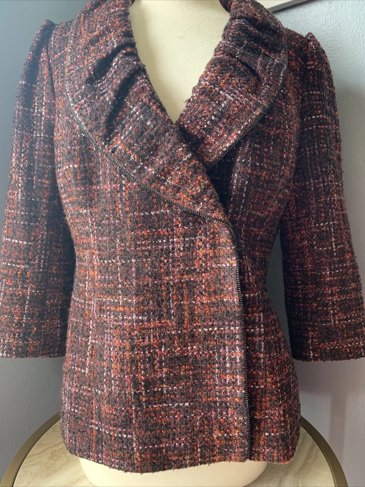 Classiques Entier Atelier Women Size M Blazer Jacket Plaid 3/4 Sleeve Loose Fit - Image 2 of 4