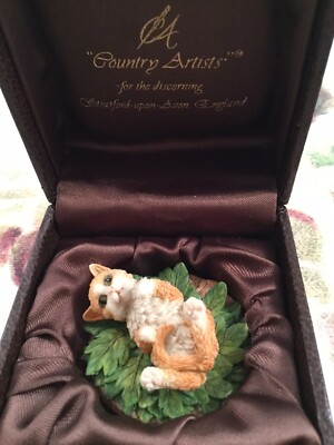 Country Artists Cat Figurine Ornament Stratford Upon Avon England in Box Case