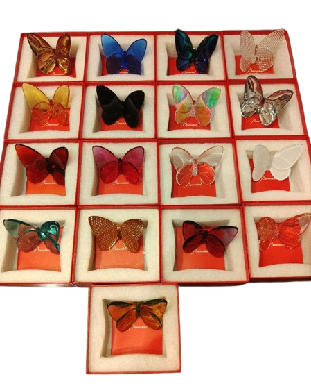 Baccarat Lucky Butterfly collection Complete set of 17 White color