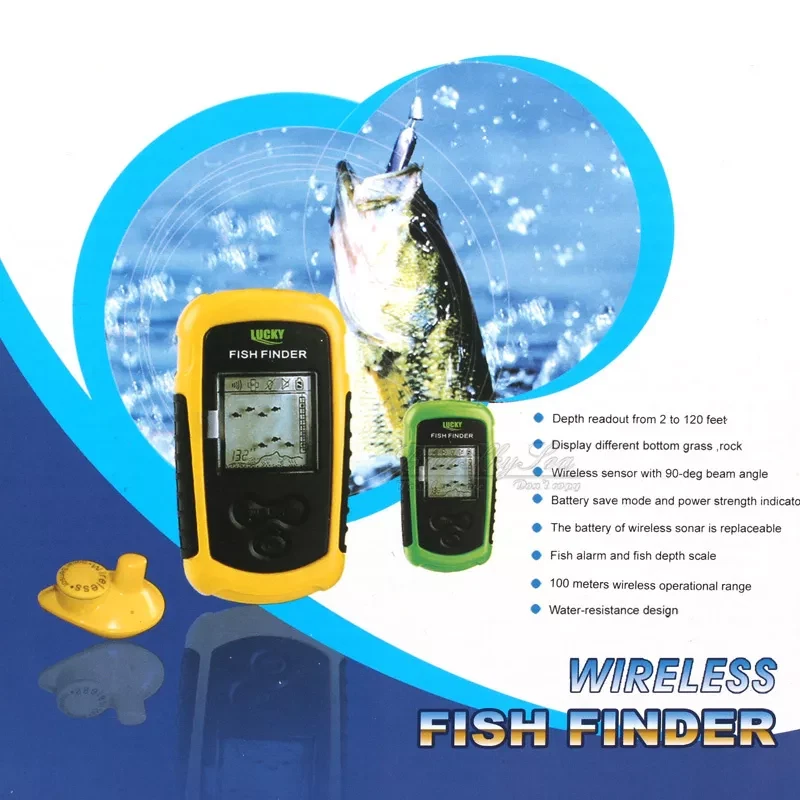 Lucky 40M 130FT Fish Finder Wireless Floating Sonar Sensor Fishfinder Portable - Image 4 of 4
