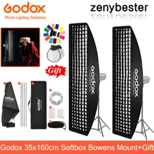 US 2Pack Godox 35 x 160cm Rectangular Honeycomb Grid Softbox Bowens Mount +Gift