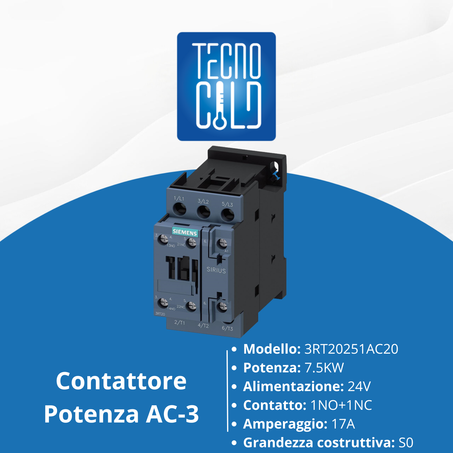 CONTATTORE POTENZA AC-3 A 3 POLI TELERUTTORE CONTATTI AUSILIARI 24V 17A 1NC+1NO