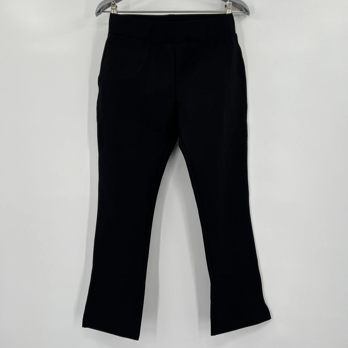 Quince Women's Black Ultra-Stretch Ponte Pants Kick Flare sz M 25 Inseam  NWT