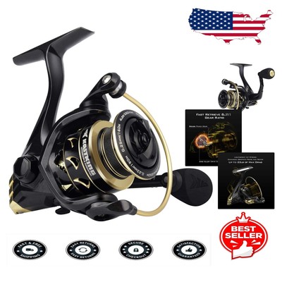 Ambidextrous Gold Spinning Reel - High Speed 6.2:1 with Enhanced Fishing Control