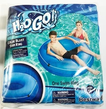 H2O GO!  Color Blast Swim Ring Float 41.7 X 10.6” Age 12+ (NEW SEALED)