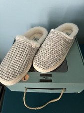 Toms Alpargata White Cozy Grey Sweater Knit Flat Slip On Womens Size 7