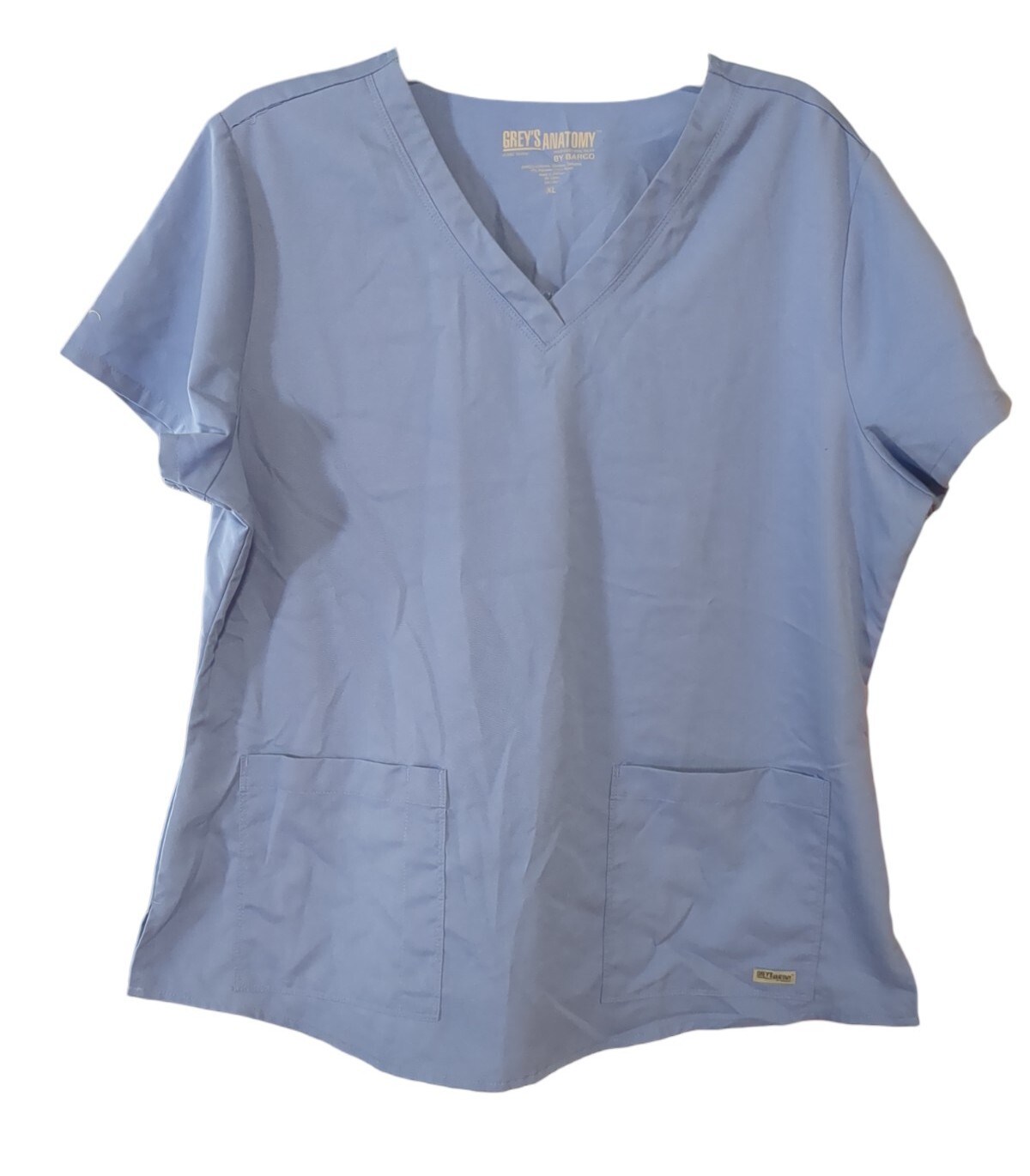 Grey's Anatomy Solid Light Blue Scrub Top Size XL Gem