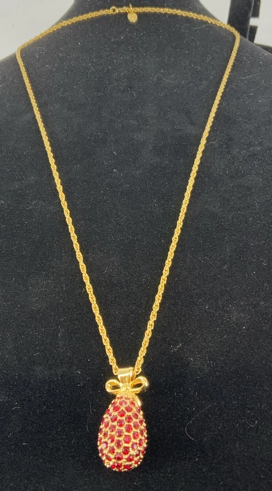 Joan Rivers Фаберже яйцо серии, красный кристалл золотой тон модное ожерелье - Изображение 2 из 4