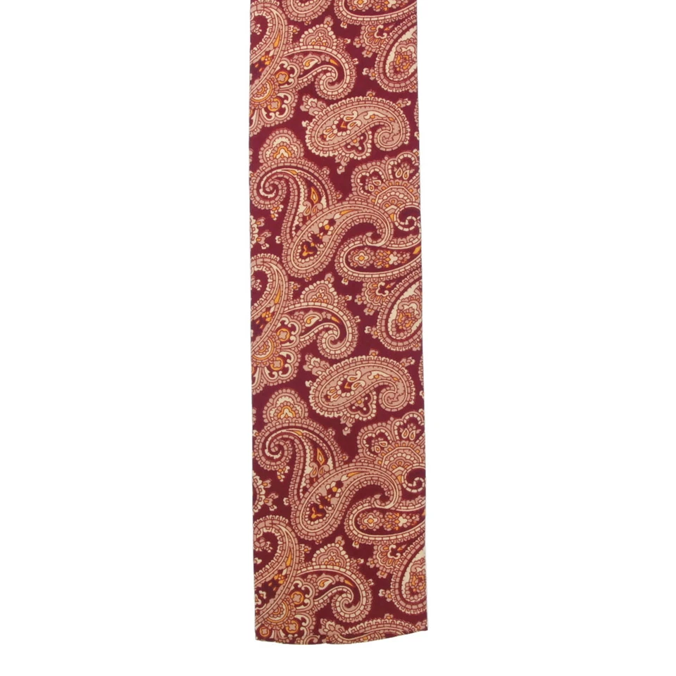 Corbata de cuello vintage de hombre con punta cuadrada roja y amarilla de cachemira ROOSTER para hombre Foto 2 de 3