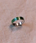Vintage 925 Sterling Silver Green Native Tribal Aztec Wave Pattern Ring Size 5.5