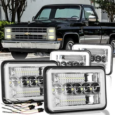 H4652 4x6" for Chevy Pickup 1981-1987 C10 K10 Blazer LED Headlights HI-LO Beam